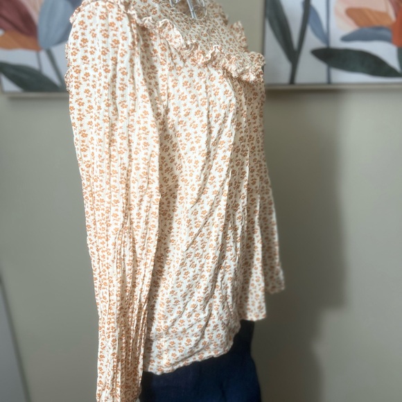 Madewell Cream and Orange Floral Blouse - Picture 3 of 6